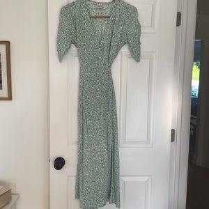 Faithfull the Brand Green Floral Midi Dress